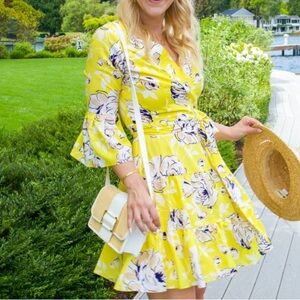 Eliza J Floral Chiffon Faux Wrap Dress